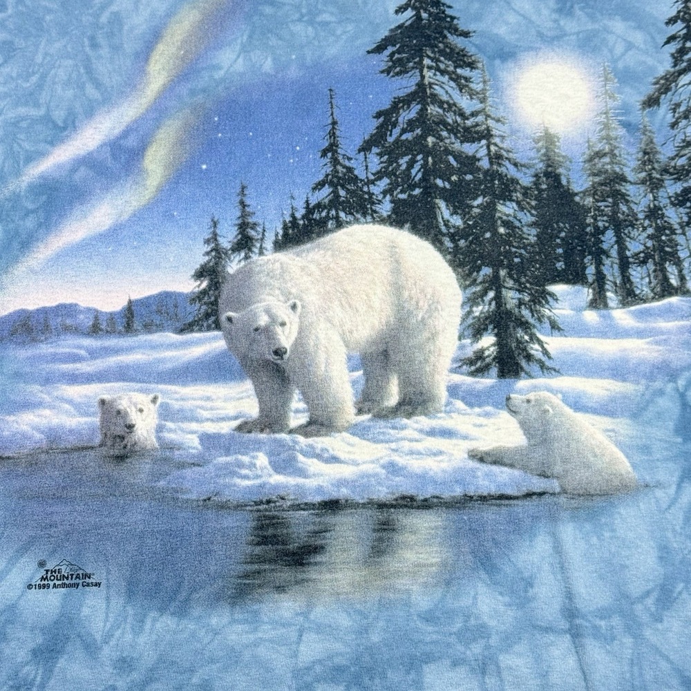 intage The Mountain Polar Bear Family T Shirt XXL Blue Tie Dye USA 1999 - Picture 3 of 6